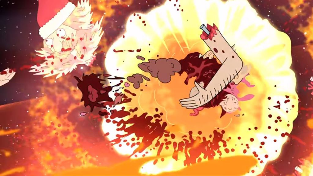 Rick and Morty's most gruesome deaths - Giant homeless santa