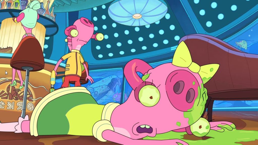 Alien girl shot through the head