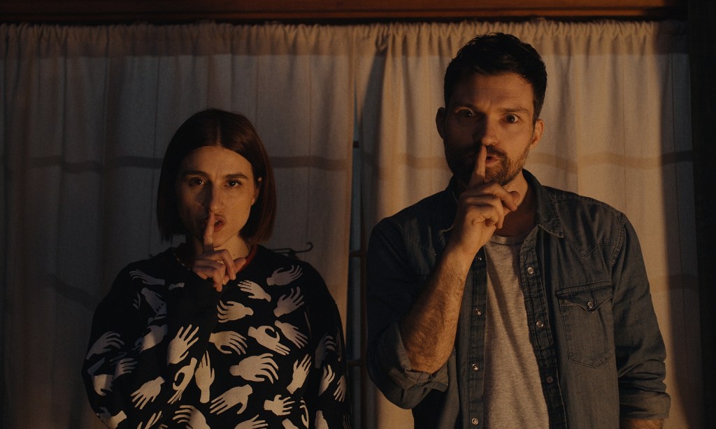 Aya Cash and Josh Ruben in Scare Me