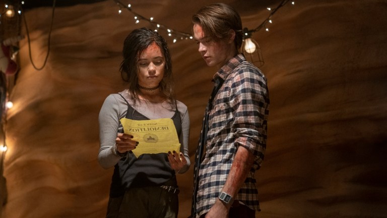 Jenny Ortega and Judah Lewis in The Babysitter: Killer Queen