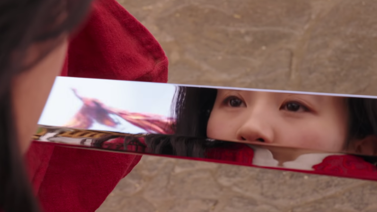 Mulan Looks at Her Reflection in the New 2020 Disney Film