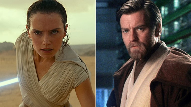 Daisy Ridley in Star Wars: The Rise of Skywalker; Ewan McGregor in Star Wars: Revenge of the Sith