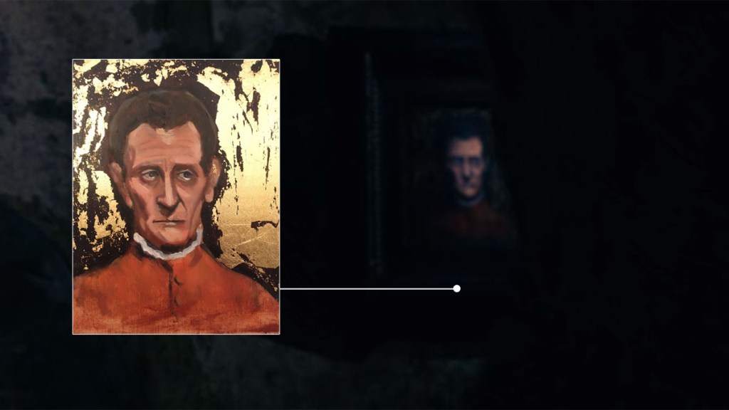 Mark Gatiss portrait of Peter Cushing in Dracula episode 1