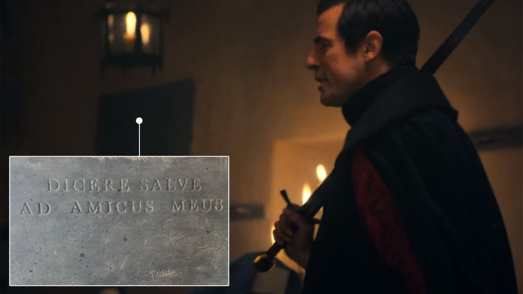 Dracula episode 1 The Rules of the Beast convent plaque detail