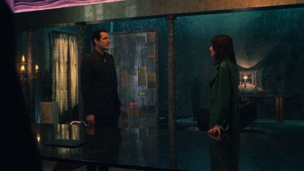 Claes Bang and Dolly Wells in Dracula episode 3 apartment detail