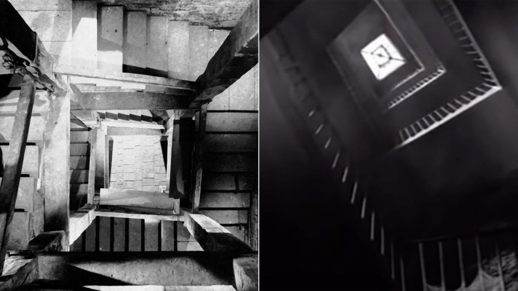 Hitchcock Vertigo staircase The Innocents homage