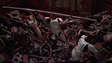 Trash compactor scene in Star Wars