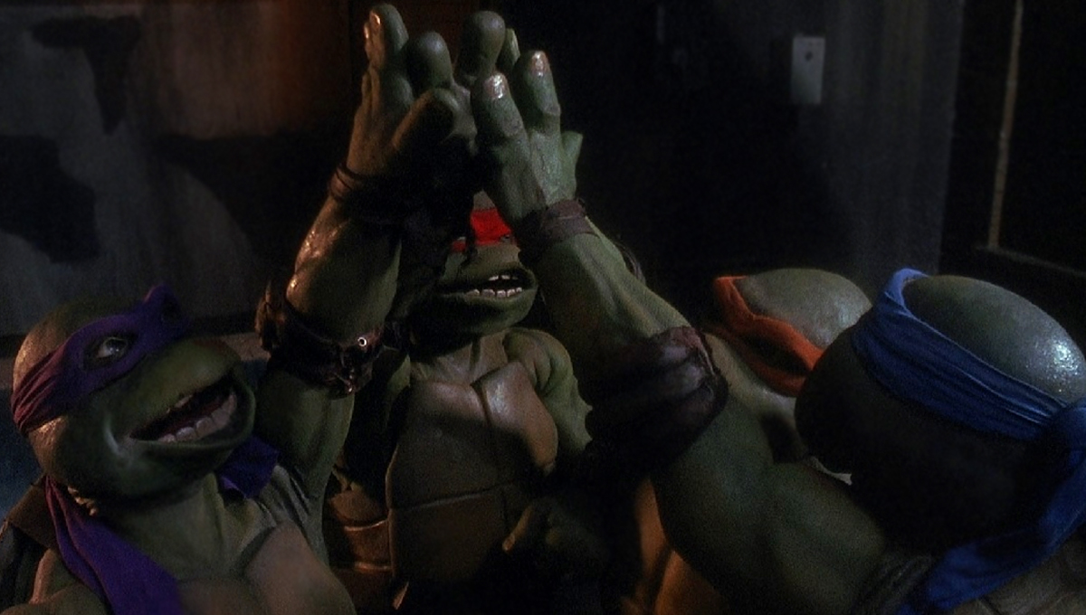 In Teenage Mutant Ninja Turtles (1990) we can see the man inside