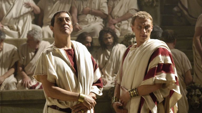 Ciaran Hinds as Caesar and Kevin McKidd in Rome