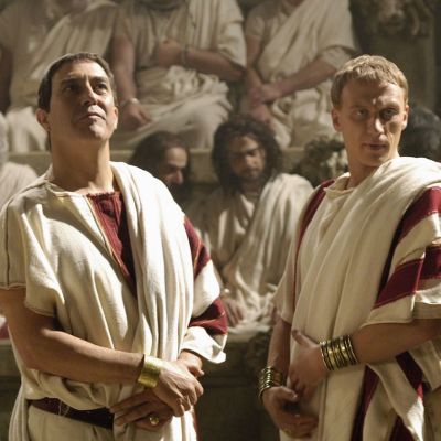 Ciaran Hinds as Caesar and Kevin McKidd in Rome