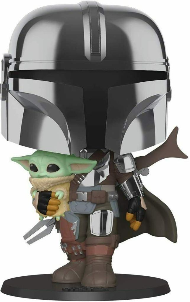 Funko POP!: Star Wars: The Mandalorian: 10” Chrome Mandalorian with The Child
