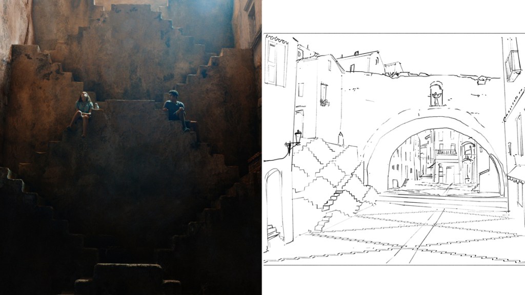 Cittàgazze's Escher-inspired steps and concept sketch