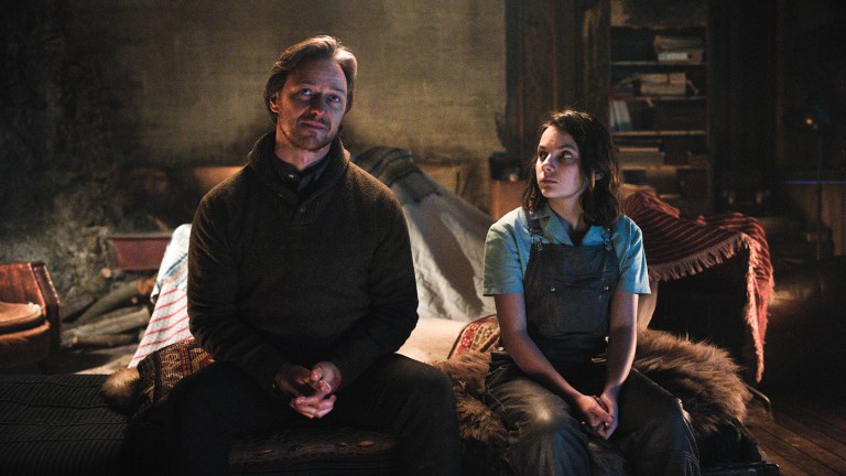 James McAvoy and Dafne Keen in His Dark Materials