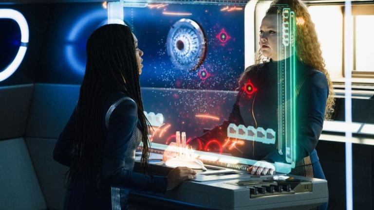 Michael and Tilly look at The Burn Data in Star Trek: Discovery Season 3, Episode 7