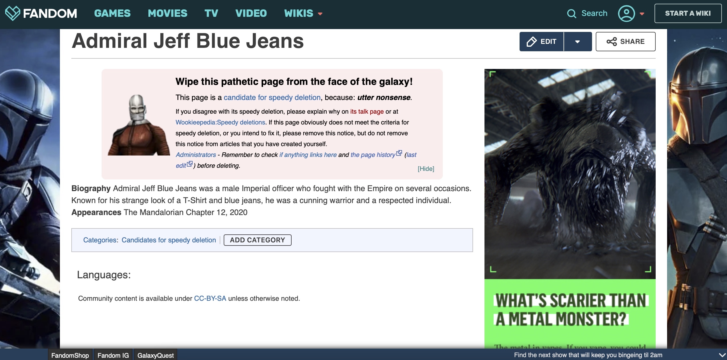 Will Star Wars Make The Mandalorian Jeans Guy Canon Den Of Geek