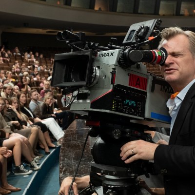 Christopher Nolan on the set of Tenet