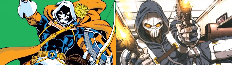 The Taskmaster in his classic and 2000s looks