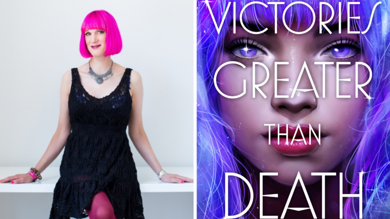 Author Charlie Jane Anders and the Cover of Victories Greater Than Death