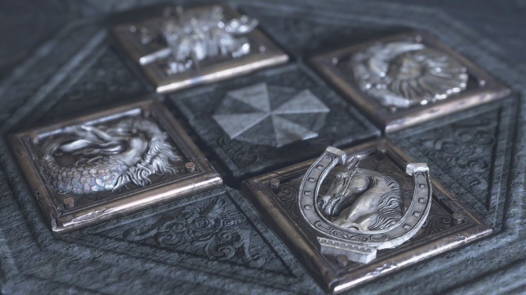 The Umbrella logo in Resident Evil Village