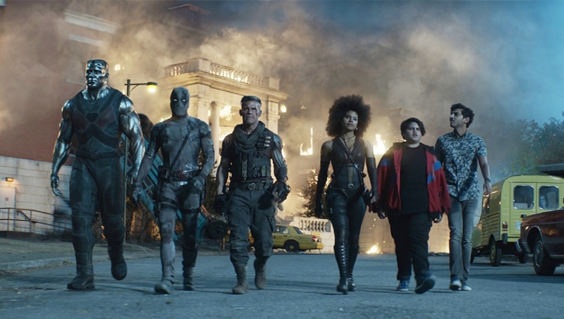 Colossus, Deadpool, Cable, Domino, Firefist, and Dopinder as X-Force in Deadpool 2