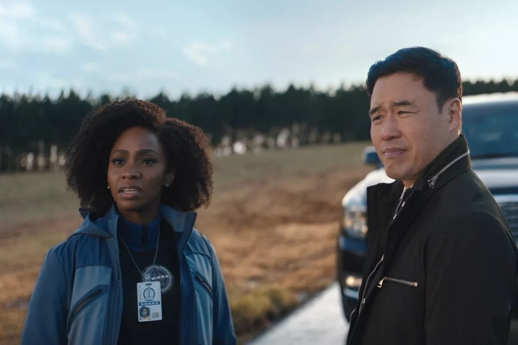 Teyonah Parris as Monica Rambeau and Randall Park as Agent James Woo in Marvel's WandaVision Episode 4