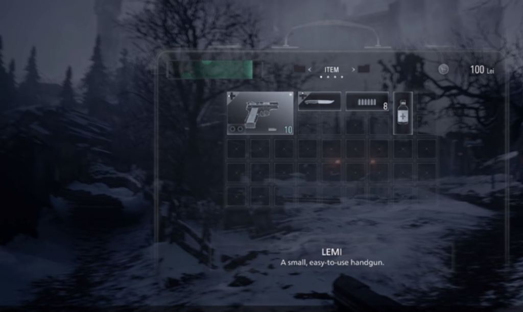 Resident Evil Village Inventory Screen