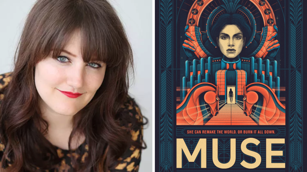 Author Brittany Cavallaro and the covr of her book Muse