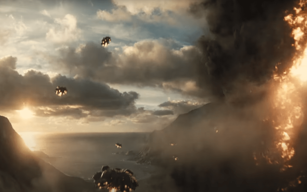 The Apokolips spaceships in Zack Snyder's Justice League