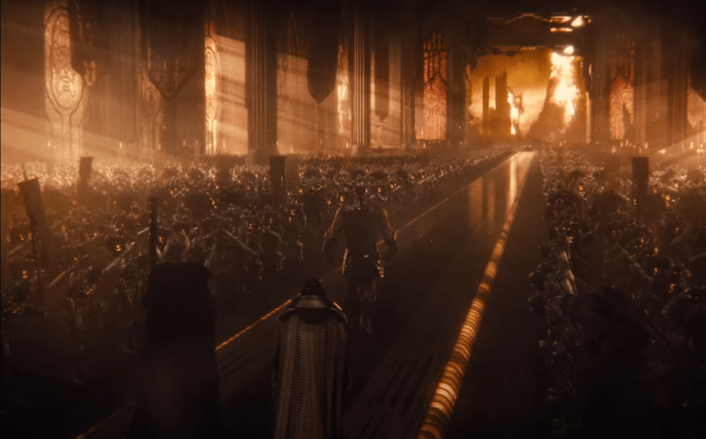 The Apokolips throne room in Zack Snyder's Justice League