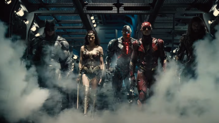 Batman, Wonder Woman, Cyborg, Flash, and Aquaman in Zack Snyder's Justice League