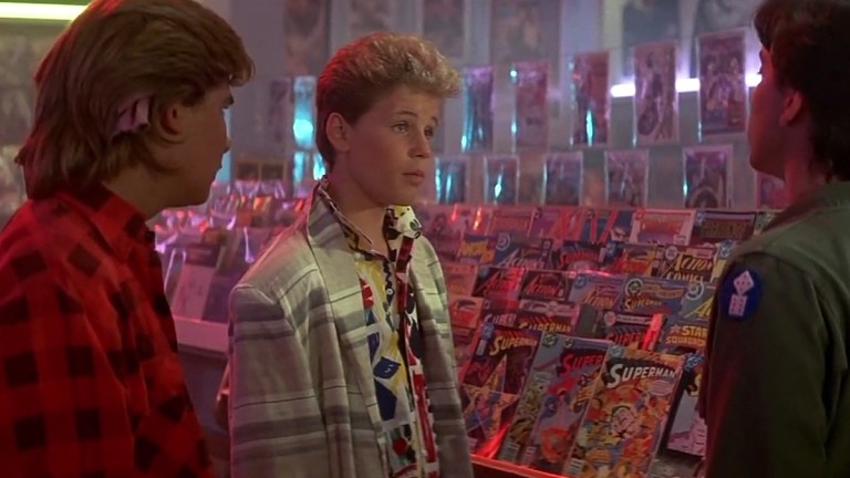 Corey Feldman, Corey Haim and Jamison Newlander in The Lost Boys