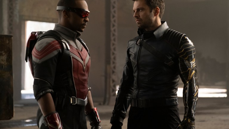 Anthony Mackie as Sam Wilson and Sebastian Stan as Bucky Barnes in The Falcon and the Winter Soldier