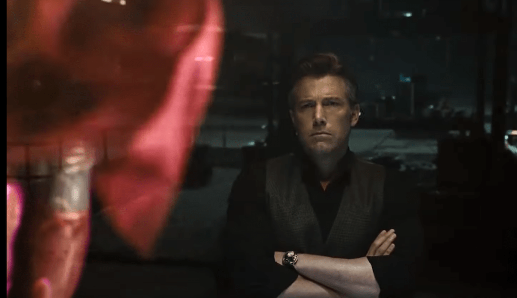 Ben Affleck as Bruce Wayne with red Cape in Zack Snyder's Justice League
