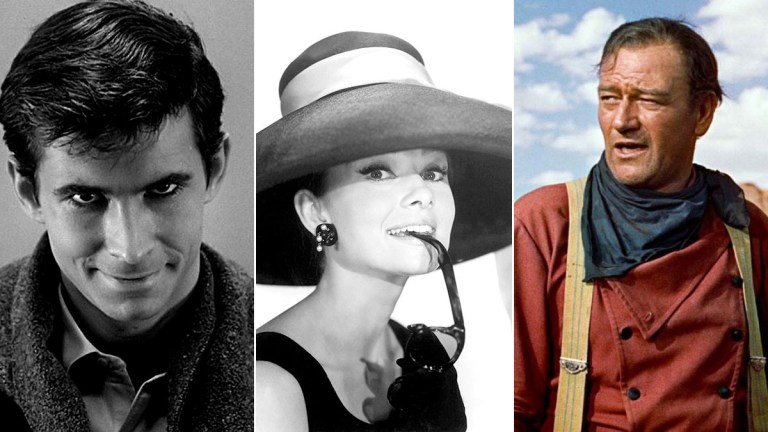Anthony Perkins in Psycho, Audrey Hepburn in Breakfast at Tiffany's and John Wayne Searchers