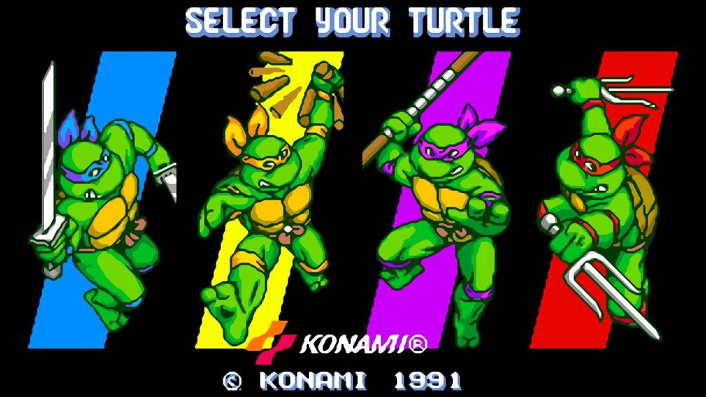 Teenage Mutant Ninja Turtles 4 Turtles in Time SNES character screen
