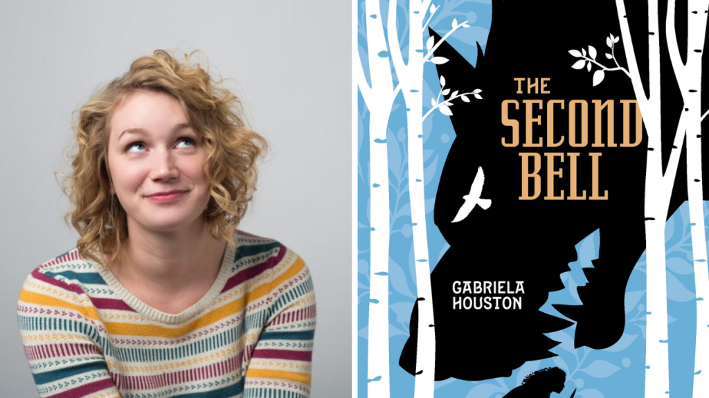 La autora Gabriela Houston y la portada de su libro The Second Bell