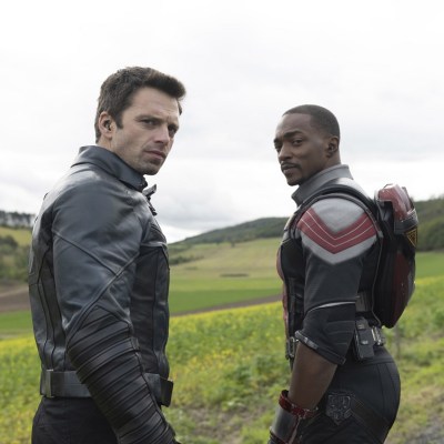Sebastian Stan as Bucky Barnes and Anthony Mackie as Sam Wilson in Marvel's The Falcon and the Winter Soldier Episode 2