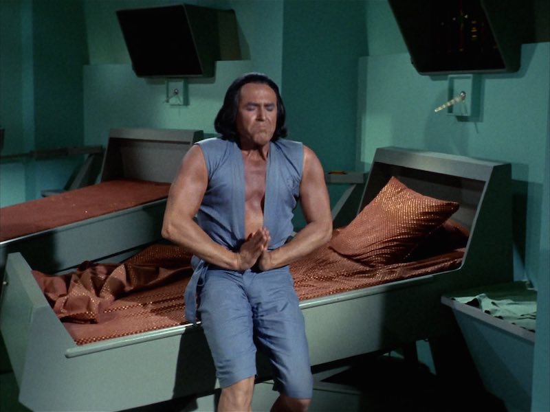 Khan prays in Star Trek's "Space Seed"