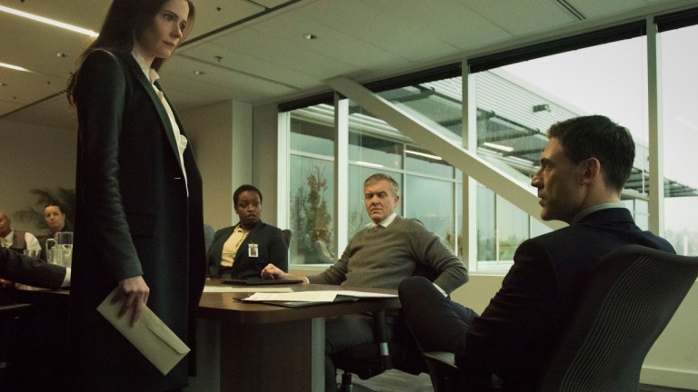 Bitsie Tulloch as Lois Lane and Adam Rayner as Morgan Edge in Superman & Lois Episode 2