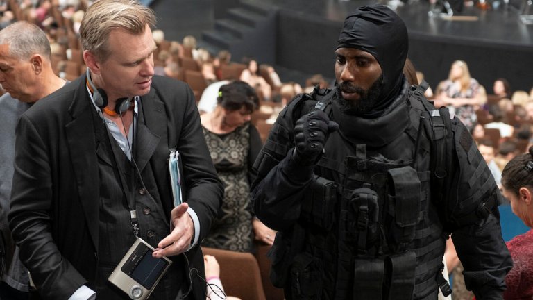 Christopher Nolan and John David Washington Filming Tenet Opening Scene