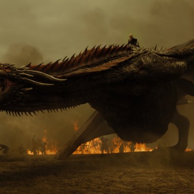 Daenerys Targaryen (Emilia Clarke) on Drogon in Game of Thrones Season 7