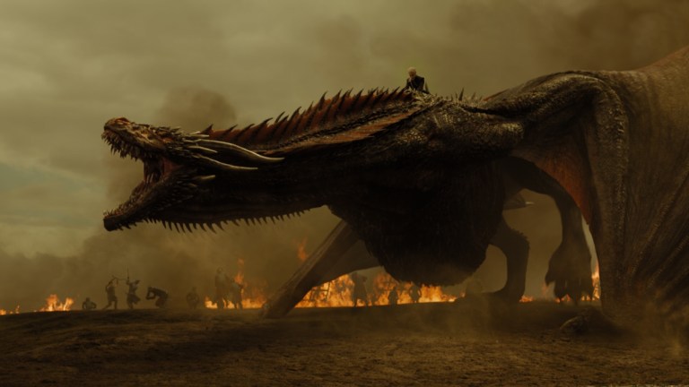 Daenerys Targaryen (Emilia Clarke) on Drogon in Game of Thrones Season 7