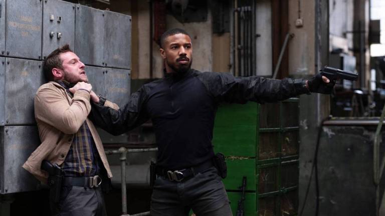 Michael B Jordan chokes Jamie Bell in Tom Clancy's Without Remorse