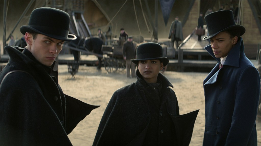 Kaz, Inej, and Jesper in Shadow and Bone