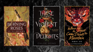 The book covers for Burning Roses, These Violent Delights, and When the Tiger Came Down the Mountain