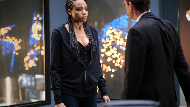 Meagan Tandy as Sophie Moore and Dougray Scott as Commander Jacob Kane in Batwoman Season 2