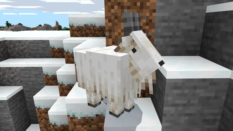 Goat on mountain in Minecraft