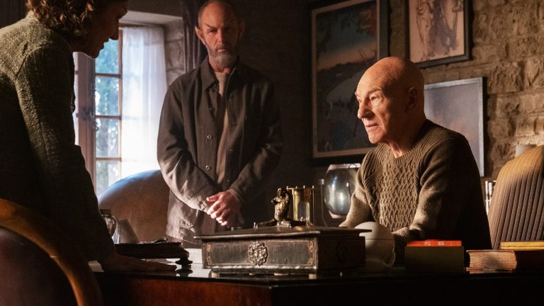 Jean-Luc Picard sits in his study in Star Trek: Picard