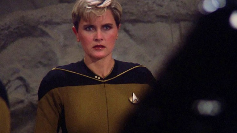 Denise Crosby as Tasha Yar in Star Trek: The Next Generation, "Skin of Evil."