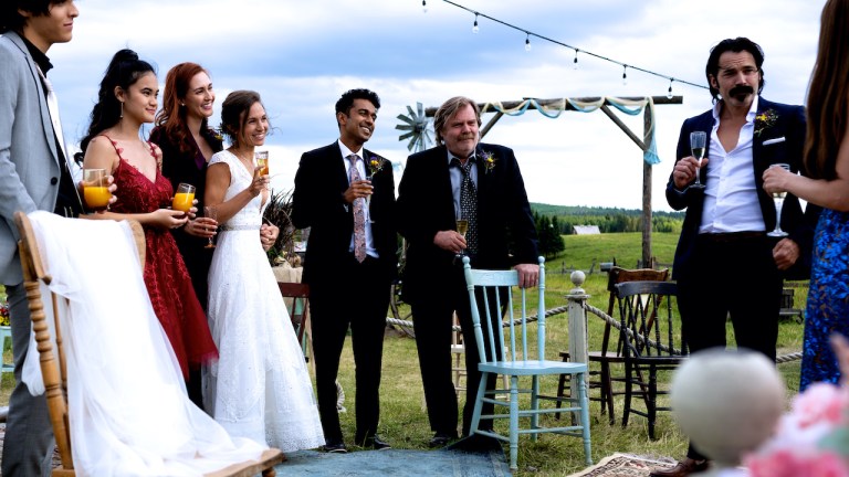 The cast of Wynonna Earp at the Wayhaught wedding